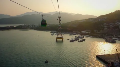 Cable Car Over the Sea_50P Stock Footage 64073008