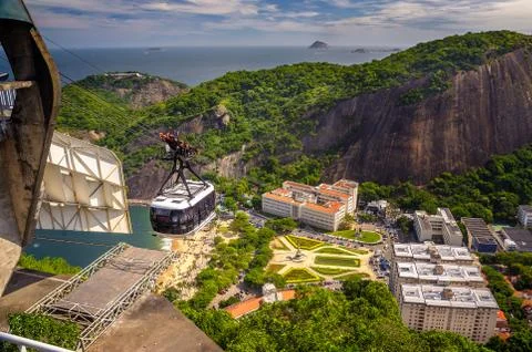Cable car over urca Stock Photos