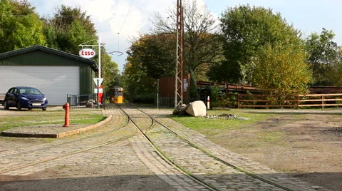 The cable car passes the old Esso sign Video stock 42672718