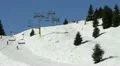 Cable Car Passing Going Over Fir Trees Snowed Slope Skiers Enjoy Skiing Nature HD Footage