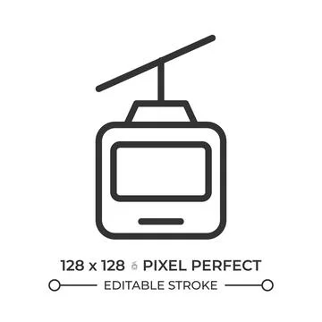 Cable car pixel perfect line icon Ilustração Stock