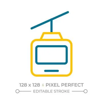 Cable car pixel perfect two color line icon Ilustração Stock
