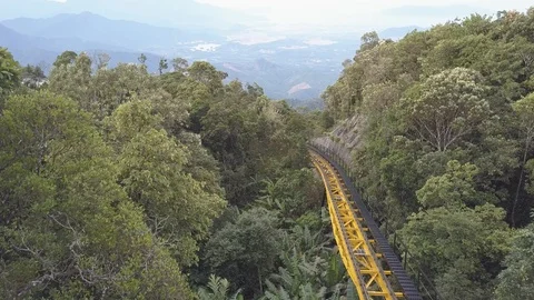 Cable car rails in the mountains Stock Footage 112786529