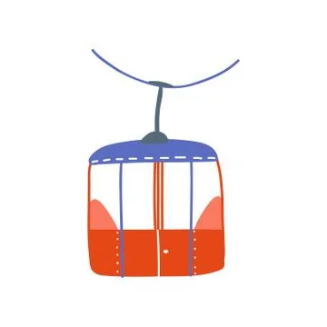 Cable Car, Red Ropeway Cabin Cartoon Vector Illustration Illustrazione stock