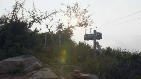 A cable car ride along the ropeway - an adventure, sightseeing, transportation Stock Footage 208053271
