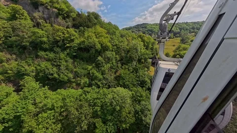 Cable car ride over Matlock Bath and up to the Heights of Abraham Video stock 313377646
