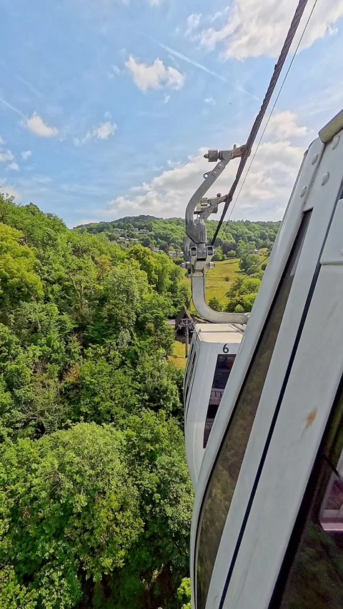 Cable car ride over Matlock Bath to the Heights of Abraham Video stock 313394467