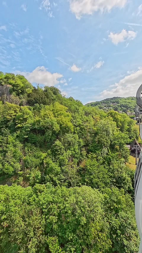 Cable car ride over Matlock Bath to the Heights of Abraham Stock Footage 313397436