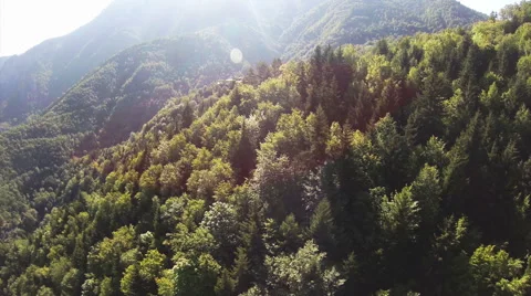 Cable car ride panorama, small village Stock Footage 41749912