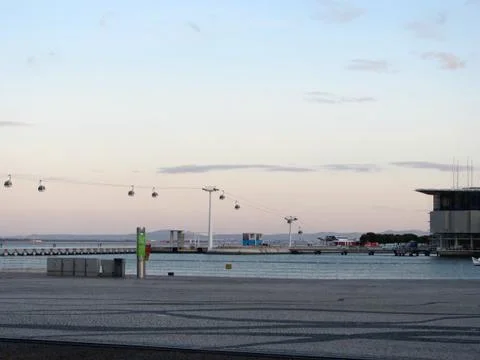 Cable Car Ride Of Parque das Nacoes (Park of Nations) in Lisbon Stock Photos
