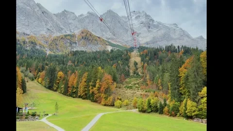 A cable car ride to the Zugspitze mountain peak, the highest point in Germany. Stock Footage 313972796