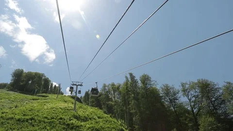 The cable car rises to the mountains Stock Footage 73367858