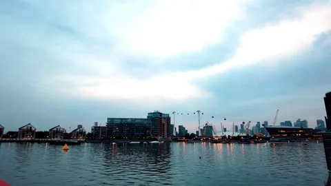 Cable Car at River Thames nice wide view Stock Footage 254824042