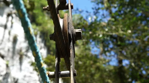 Cable Car Roller Wheel Front Fast Stock Footage 54800279