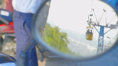 Cable Car Ropeways reflection in mirror Stock Footage 221737394