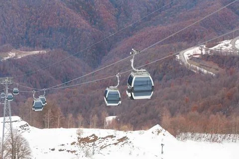 Cable car in the Rosa Khutor ski resort. Stock Photos