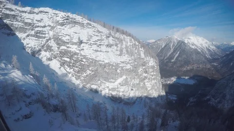 Cable Car Running Ski Paradise Winter Austria Europe POV Stock Footage 104114282