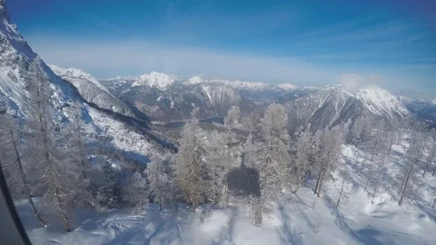 Cable Car Running Ski Paradise Winter Austria Europe POV Stock Footage 104114339