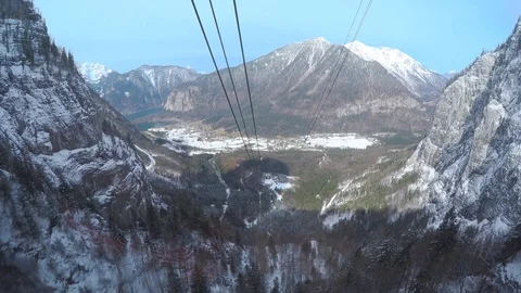Cable Car Running Ski Paradise Winter Austria Europe POV Stock Footage 104114426