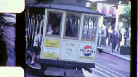 CABLE CAR San Francisco Street 1963 (Vintage Film Old 8mm Home Movie) 6351 Stock Footage
