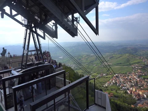 Cable car in San Marino Stock Footage 75064189