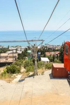Cable car to the sea. Stock Photos