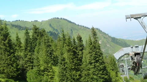 Cable car seats at mountain Stock Footage 329993590