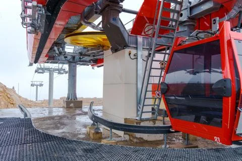 Cable car in the ski center Stock Photos