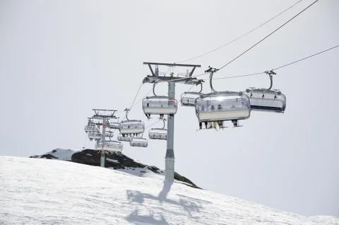 Cable car for sking Stock Photos
