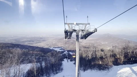 Cable car snow viewing-02 Stock Footage 232082626