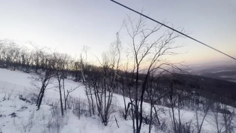 Cable car snow viewing Stock Footage 232082704