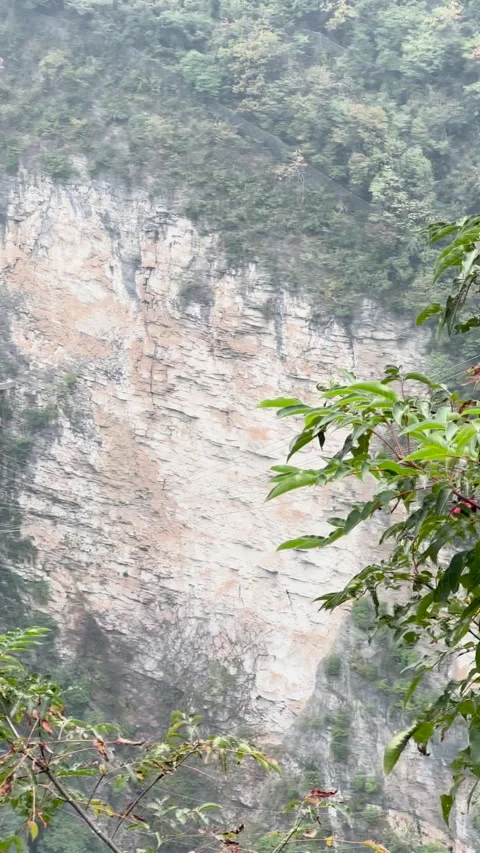 A cable car station perched on a cliff's edge Stock Footage 313284794