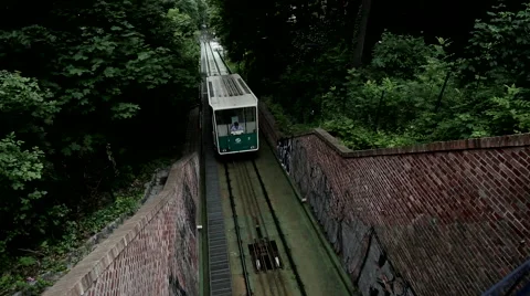 Cable Car Station Petrin, Funicular Railway, ride Stock Footage 53825938