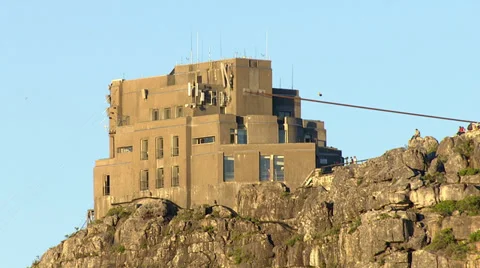 Cable car station on Table Mountain Stock Footage 32005872