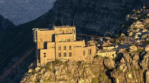 Cable car station on Table Mountain Stock Footage 32064557