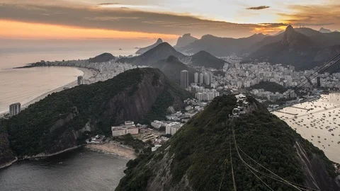 Cable car at Sugar Loaf Mountain (Pao de Acucar), Rio de Janeiro, Brazil, South Stock Footage 106636505