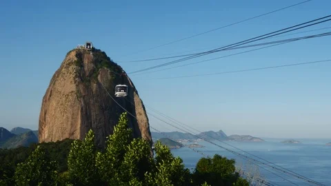 Cable Car to Sugarloaf Mountain in Rio de Janeiro, Brazil Stock Footage 81997445