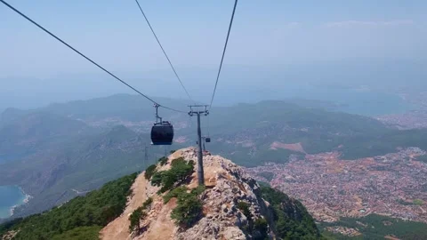 Cable car in summer in turkey Stock Footage 266990651
