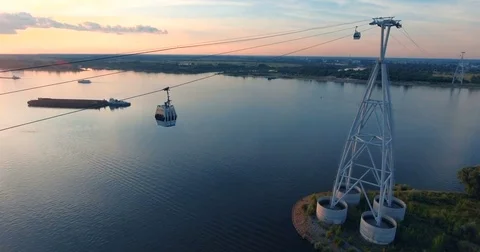 A cable car at sunset Stock Footage 74796148