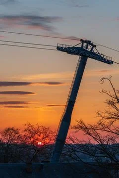 Cable car at sunset Stock Photos