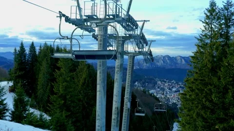 Cable car system in Carpathian Mountains , Romania Video stock 270754235