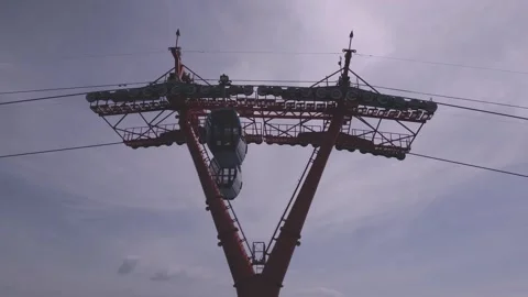 Cable car system features stunning views from mountain heights Stock Footage 308246565