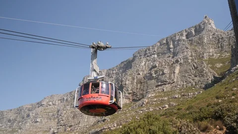 Cable car at Table Mountain, Cape Town. Attraction. Travel. Vídeo Stock 128135458