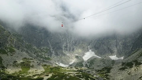 Cable Car in Tatra Mountains on Cloudy Day Video stock 88243689