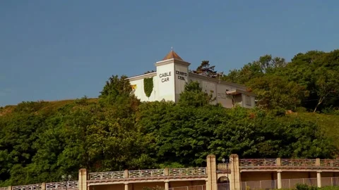 Cable car terminal building on a sunny day Stock Footage 296711029
