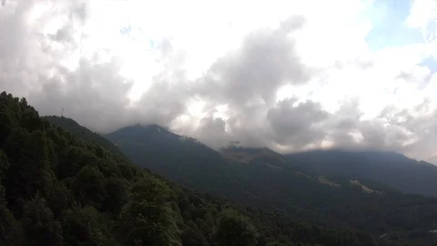 Cable car through a large forest forest Stock Footage 104535727
