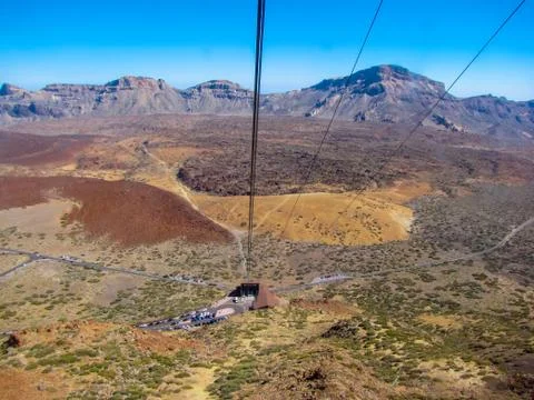 Cable car on the top of Mount Teide, Tenerife, Canary Islands, Spain Stock Photos