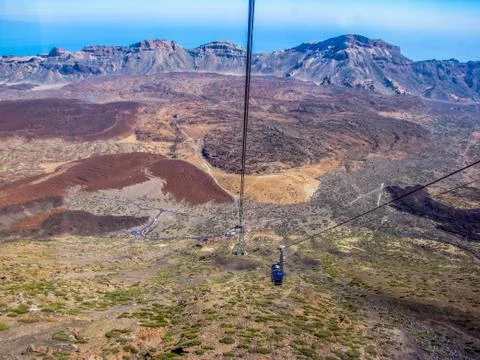 Cable car on the top of Mount Teide, Tenerife, Canary Islands, Spain Stock Photos