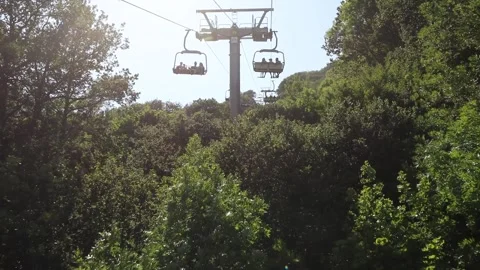 Cable car with tourists in summer 8 Video stock 331167845