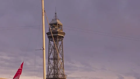 A cable car tower standing tall against the sky Stock Footage 247219279